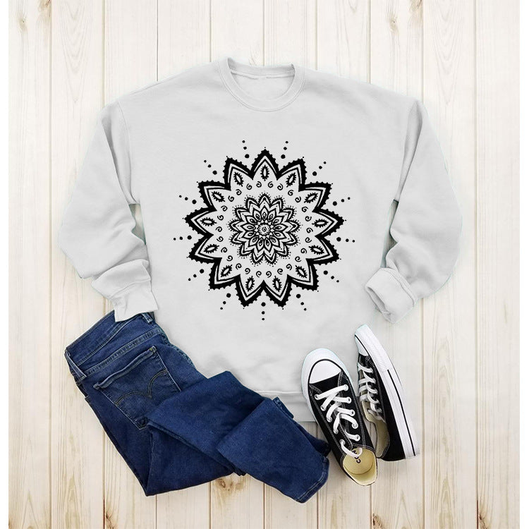 Damen Sweatshirt mit kreativem Mandala-Design und lässigem Schnitt Drune