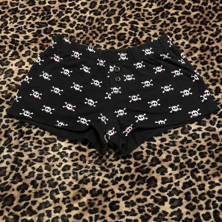 Damen Baumwoll-Boxershorts mit Totenkopf-Muster Drune