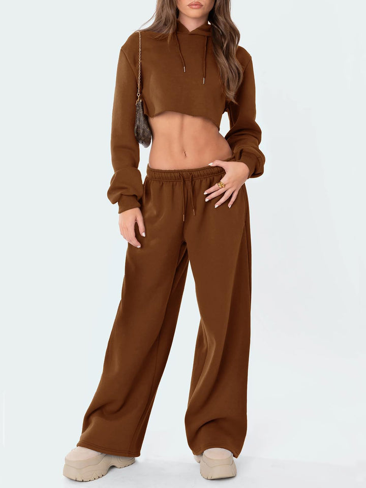 Damen nan relaxed-fit Wide‑Leg Sweatpants mit hohem Komfortbund Kordelzug und nahtverdeckten Eingrifftaschen Drune