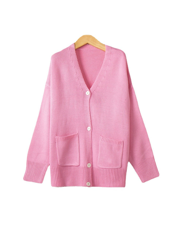 Damen Grobstrick Cardigan mit praktischen Eingrifftaschen und V-Ausschnitt Drune