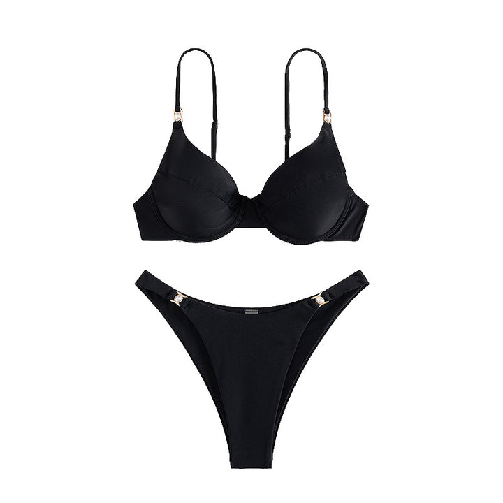 Damen Push-Up Bikini mit modischem Gold-Detail Drune