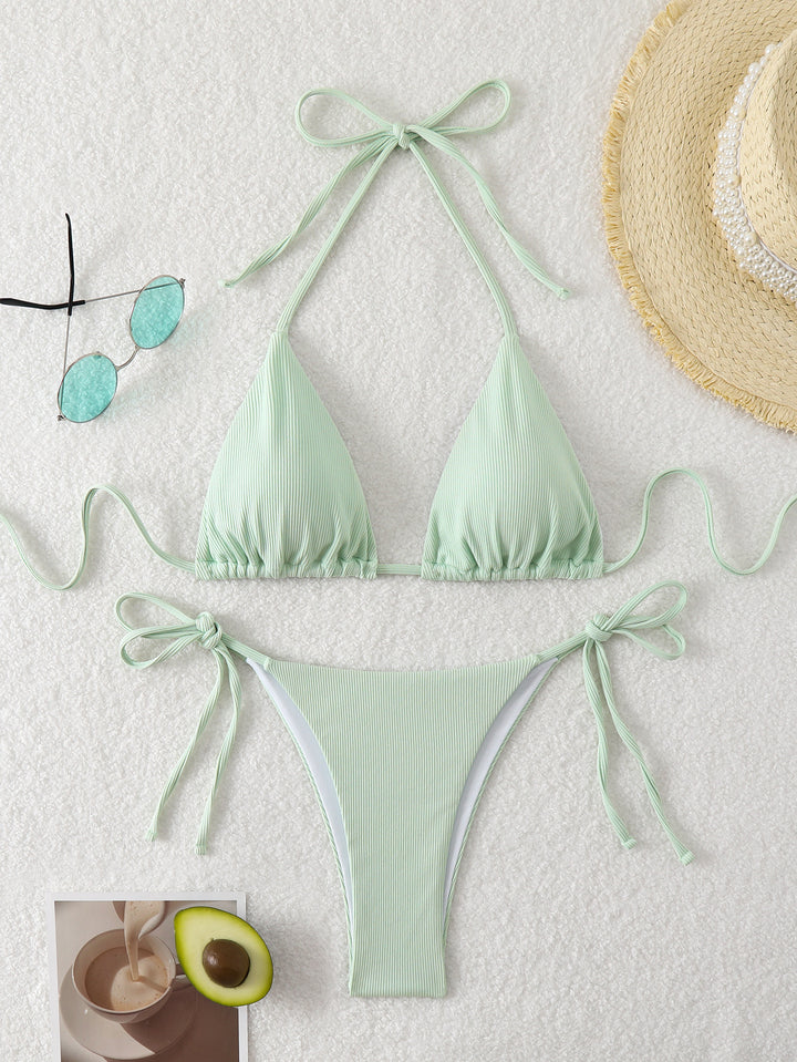 Damen Triangel-Bikini mit verstellbaren Trägern und seitlichen Bindebändern Drune