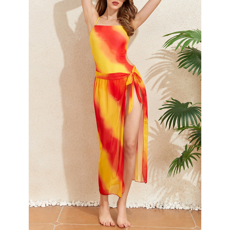 Damen Eleganter Wickel-Badeanzug mit luftiger Strandrobe Drune