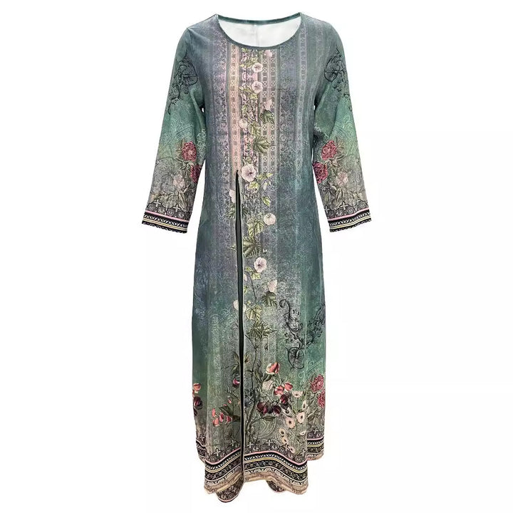 Damen elegantes Jumpsuit mit floralem Überwurf und weitem Bein Drune