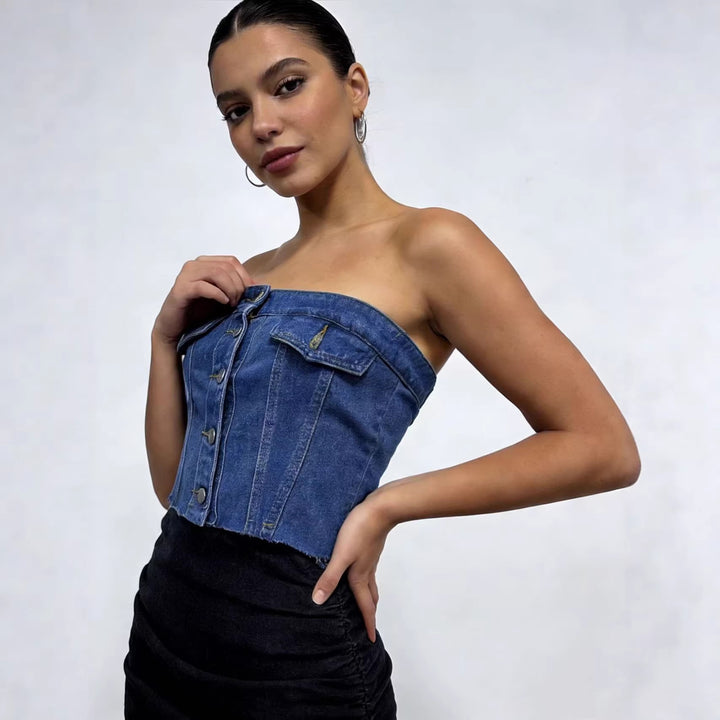 Damen Jeans Bustier Top Drune