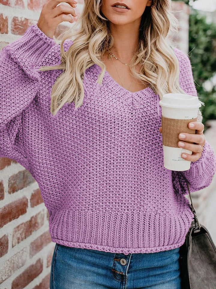 Damen Loungesweater mit lässigem Schnitt und tiefem V-Ausschnitt Drune