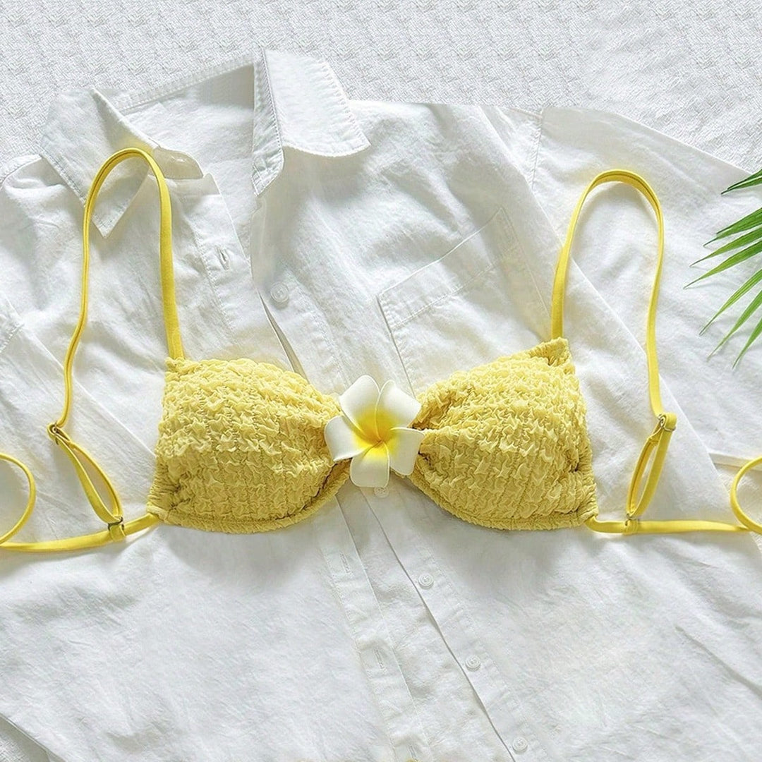 Damen Hochgeschnittenes Bikiniunterteil mit strukturierten Rüschen Drune
