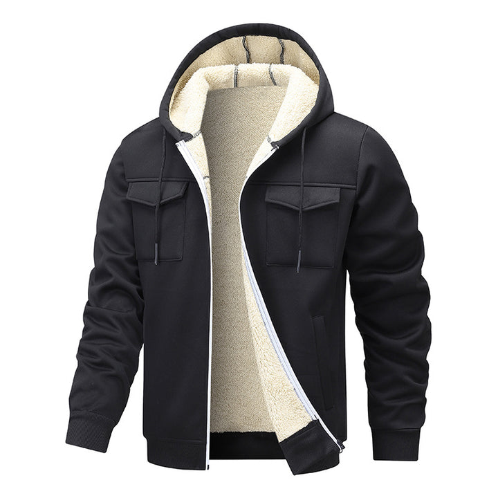 Herren gefütterte Kapuzenjacke im sportlichen Design mit praktischen Taschen Drune