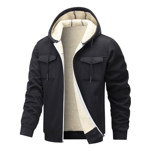 Herren gefütterte Kapuzenjacke im sportlichen Design mit praktischen Taschen Drune