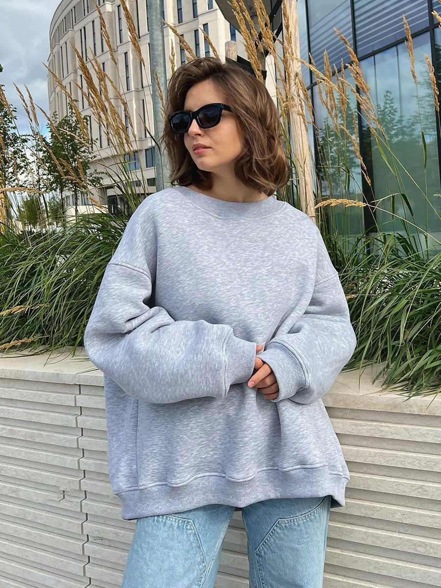 Damen Oversized Sweatshirt im lässigen Stil mit übergroßen Ärmeln und elastischen Bündchen Drune