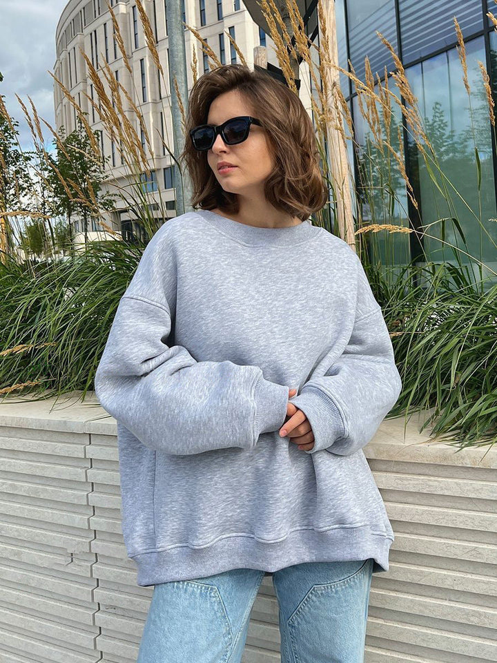 Damen Oversized Sweatshirt im lässigen Stil mit übergroßen Ärmeln und elastischen Bündchen Drune