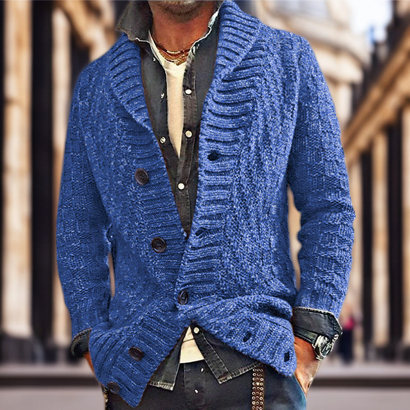 Herren Strickjacke mit großem Schalkragen und strukturiertem Design Drune
