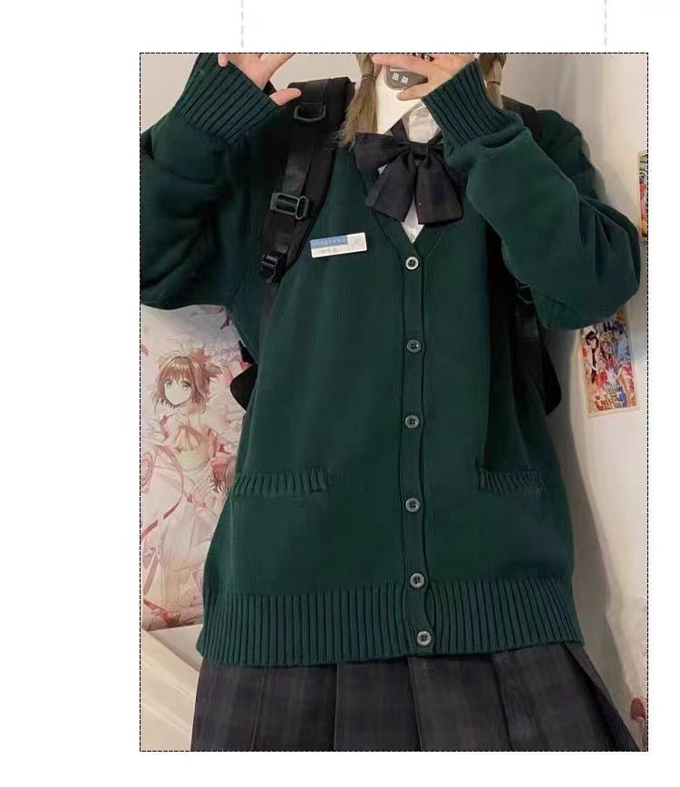 Damen College Strickjacke mit klassischem Kragen und dekorativem Schleifen-Design Drune