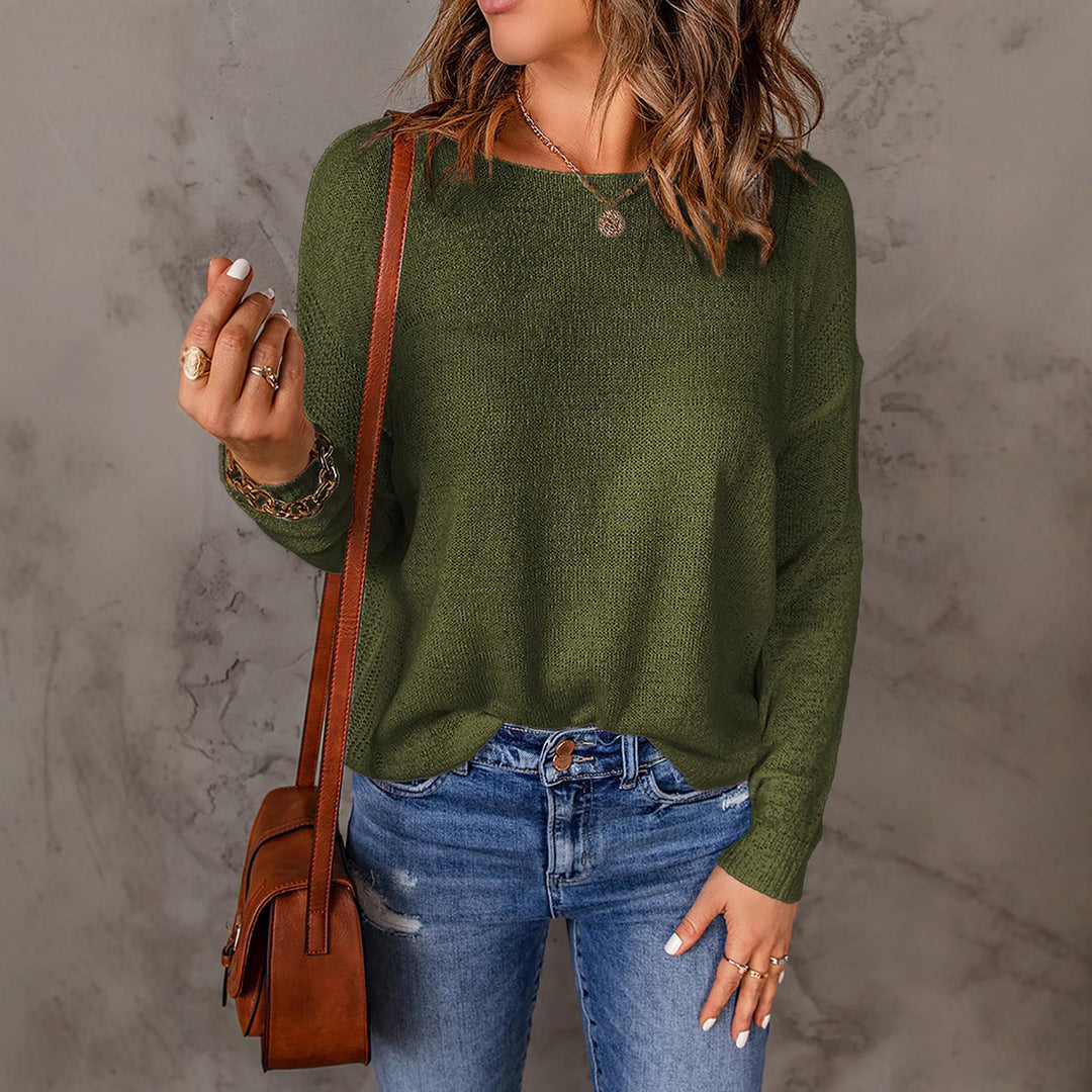 Damen lässiger Strickpullover mit weitem Schnitt und eleganten Details Drune