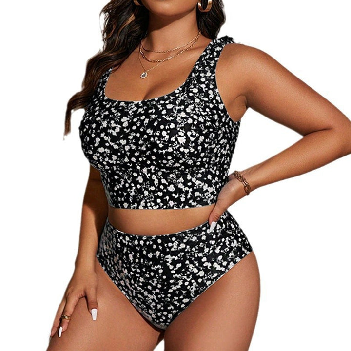 Damen Hochgeschnittener Bikini mit floralem Design und sportlichem Crop-Top Drune