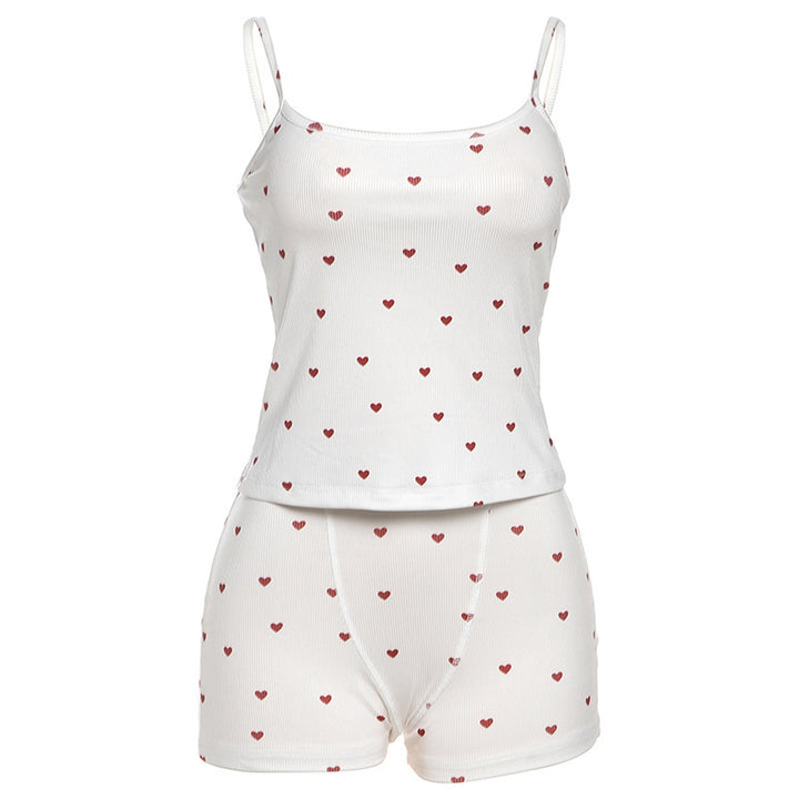 Damen Schlafshorts-Set mit süßem Herzmuster Drune