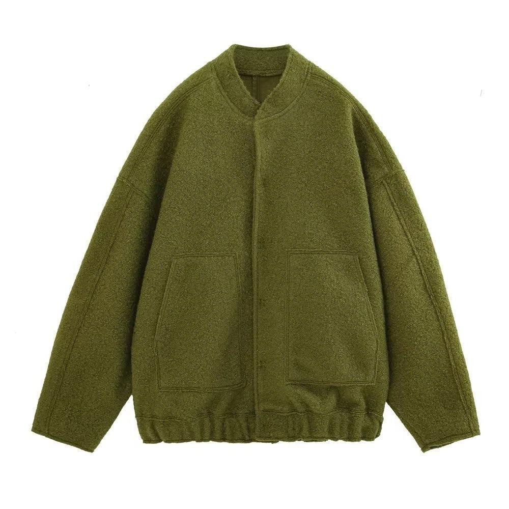 Damen lässige Fleecejacke mit geräumigen Taschen und elastischem Saum Drune