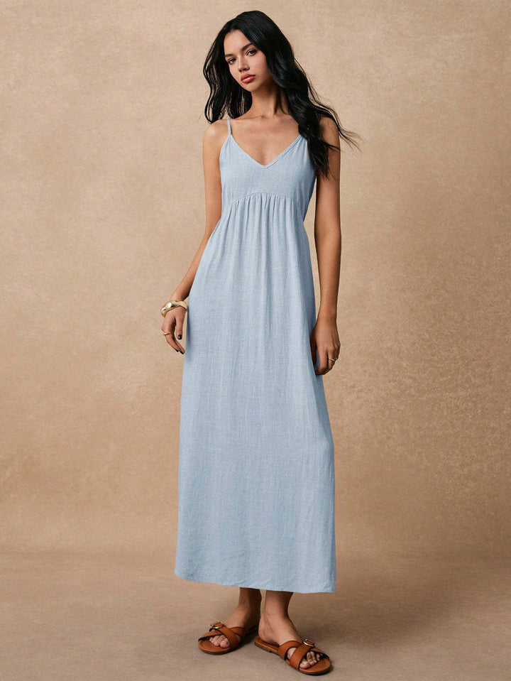 Damen Maxikleid mit feinen Spaghettiträgern und leichtem, atmungsaktivem Material Drune