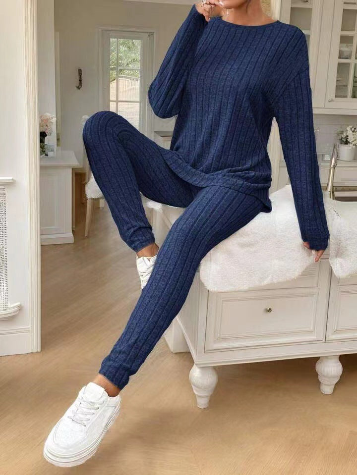 Damen Langärmliges Strickset mit Rippstruktur Drune