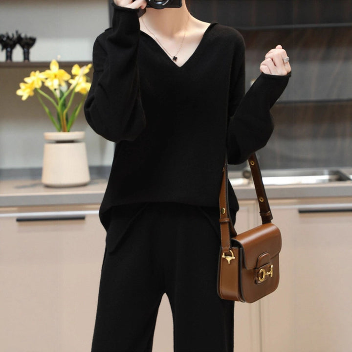 Damen bequemer V-Ausschnitt Pullover mit lässigem Schnitt und weicher Textur Drune