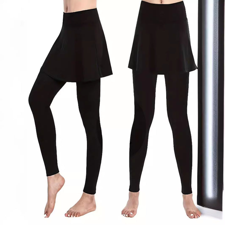 Damen Leggings mit rockähnlicher Einlage und hohem Bund Drune