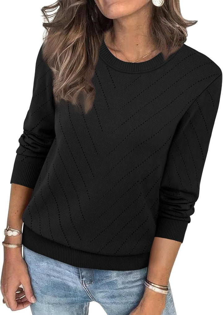 Damen Modischer Pullover mit strukturiertem Zickzack-Muster und lässigem Schnitt Drune