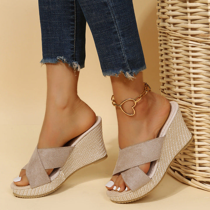 Damen Wedge-Sandalen mit elegantem Kreuzband und leichtem Fußbett Drune