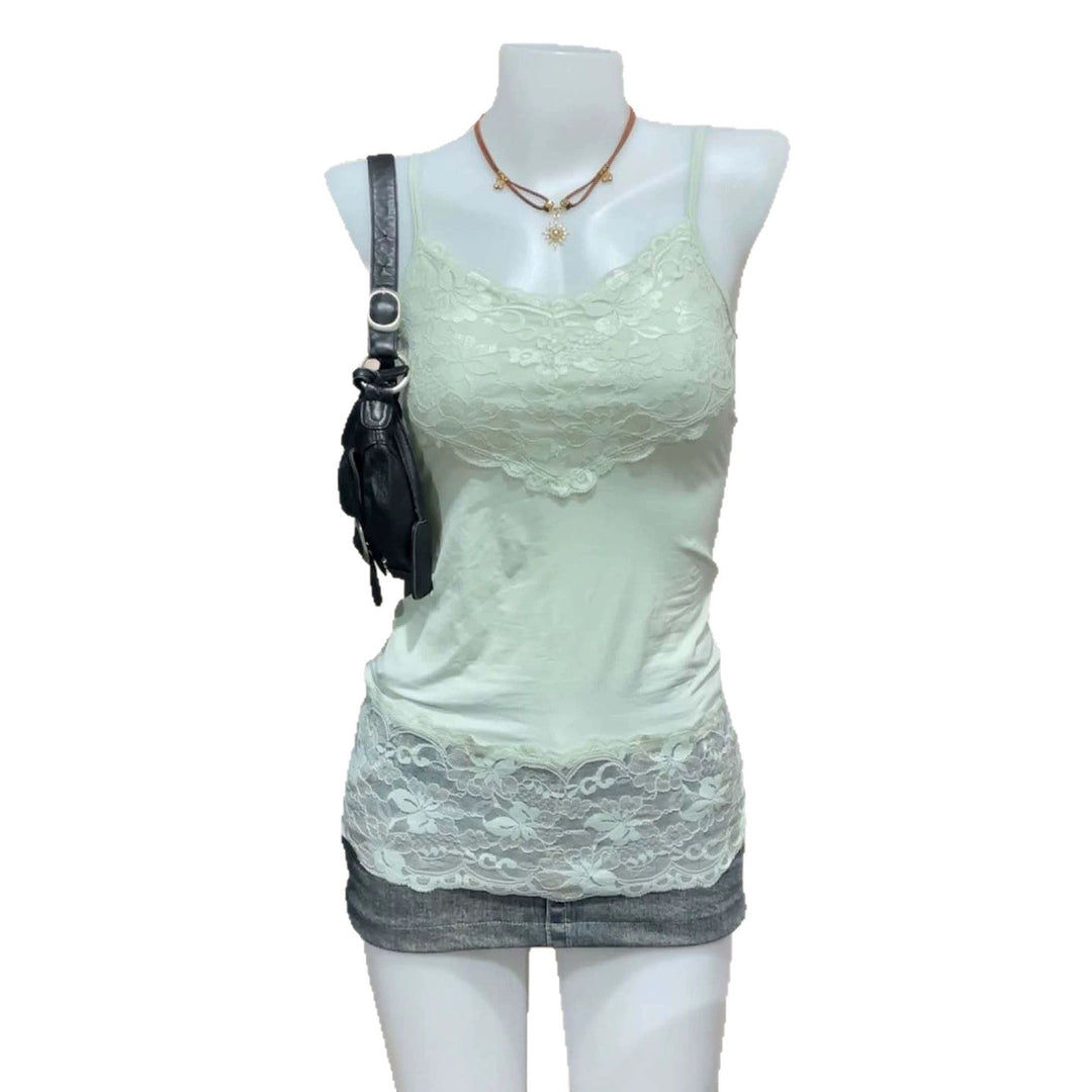 Damen Spitzen-Cami-Top mit fließendem Schnitt Drune