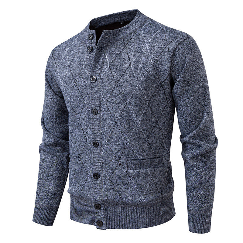 Herren Strickjacke mit modernen Rautenmustern und praktischen Taschen Drune