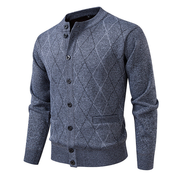 Herren Strickjacke mit modernen Rautenmustern und praktischen Taschen Drune