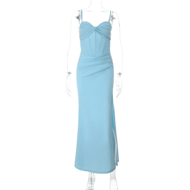 Damen Figurbetontes Maxikleid mit elegantem Wickeldesign Drune