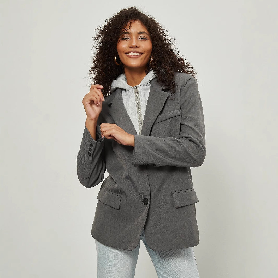 Damen lässige Blazerjacke mit herausnehmbarem Innenfutter Drune