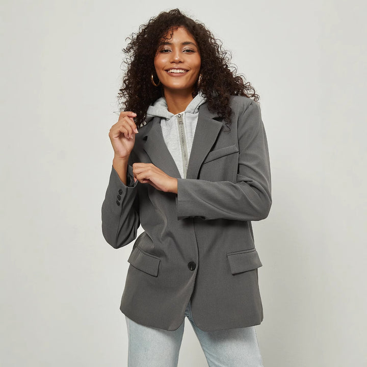 Damen lässige Blazerjacke mit herausnehmbarem Innenfutter Drune