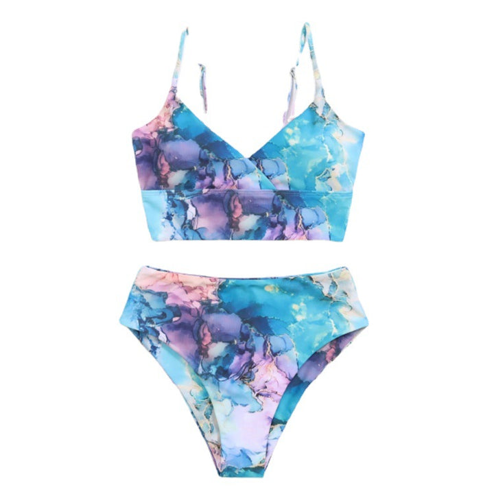 Damen Bikini-Set mit gekreuztem Oberteil und floralen Details Drune