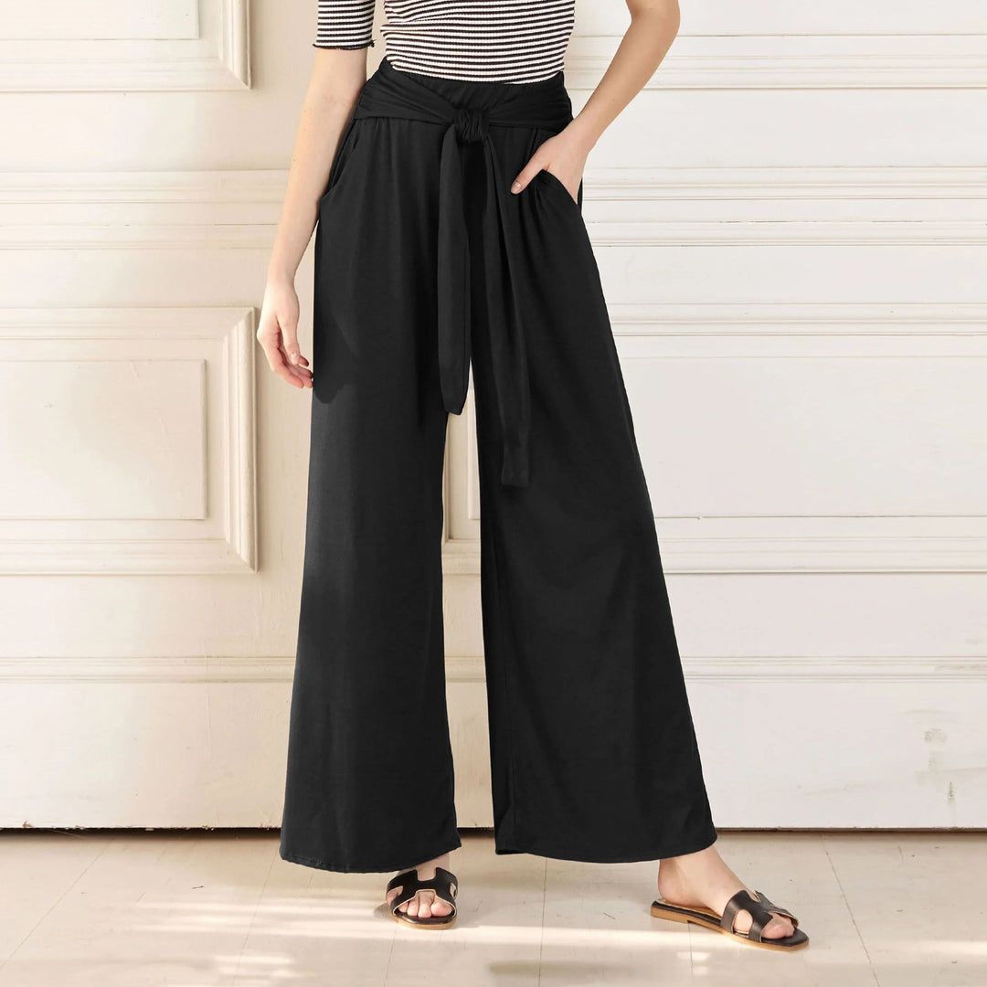 Damen Weite Jersey-Hose mit Bindegürtel und hohem Bund Drune