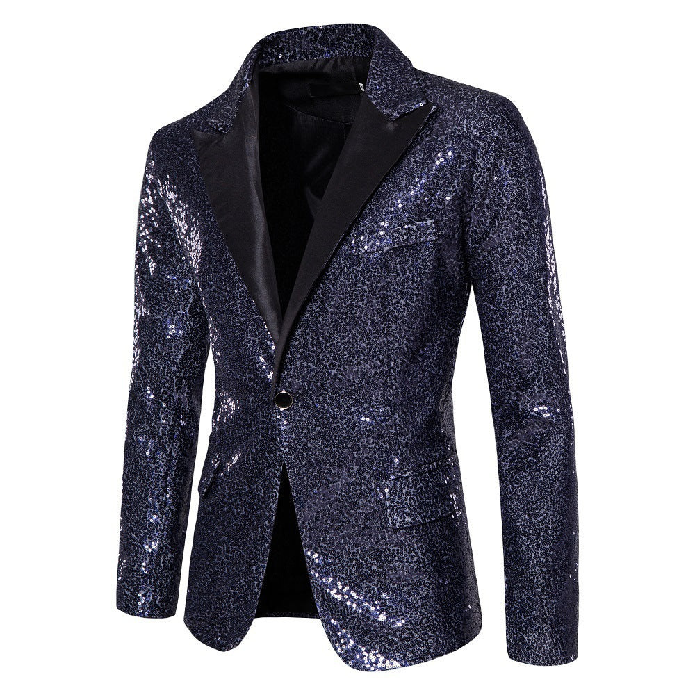 Herren schimmernder Pailletten Blazer Drune