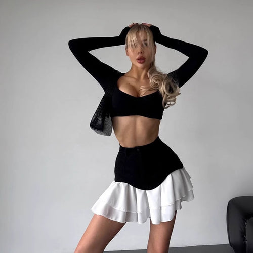Damen modischer Rock mit asymmetrischem Saum und praktischen Taschen Drune