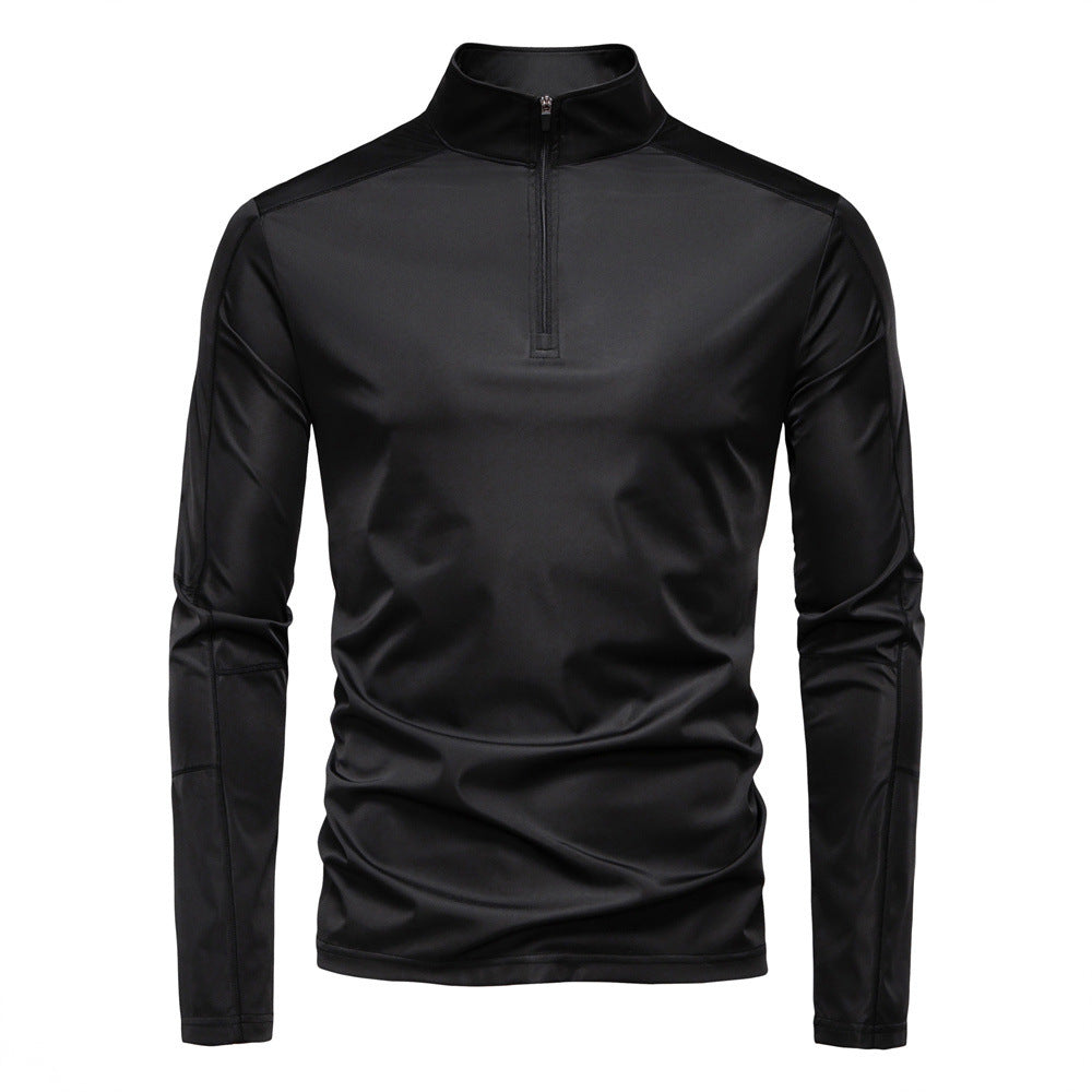 Herren nan Funktions-Langarmshirt mit Stehkragen und halbem Reißverschluss Drune