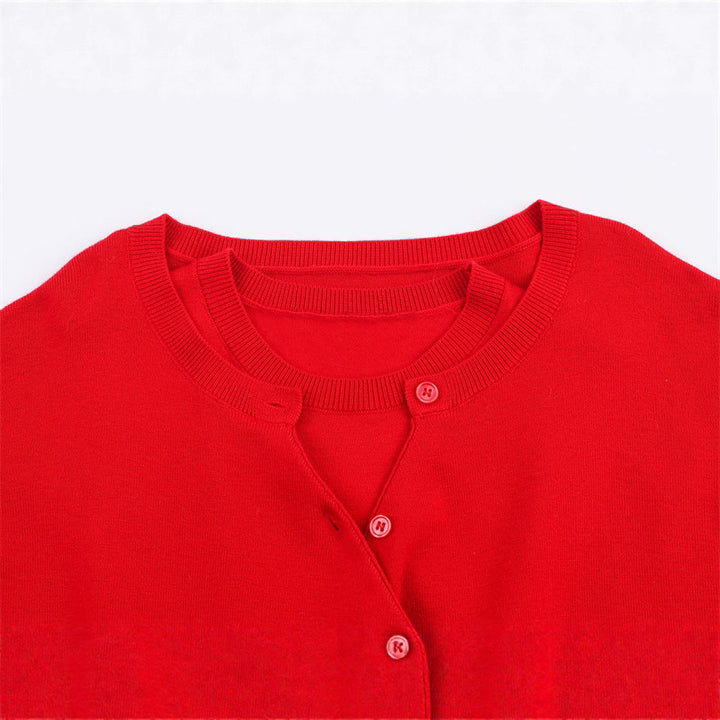 Damen cropped Strickpullover mit Knopfdetail und V-Ausschnitt Drune