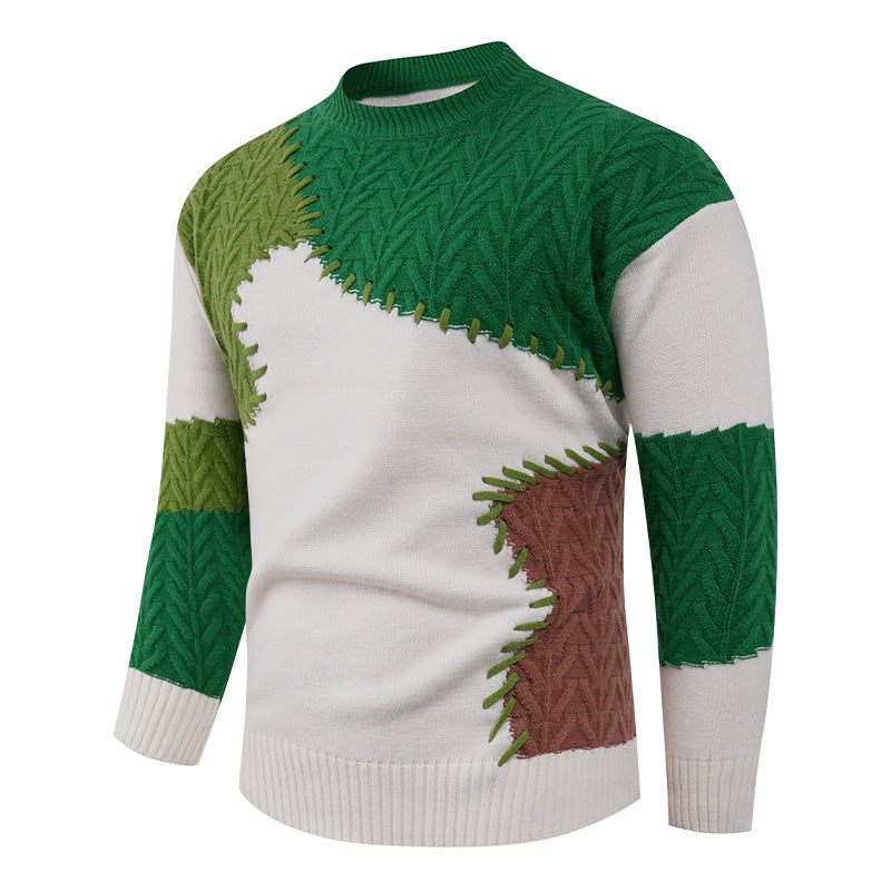 Herren modischer Pullover mit einzigartigem Patchwork-Design Drune