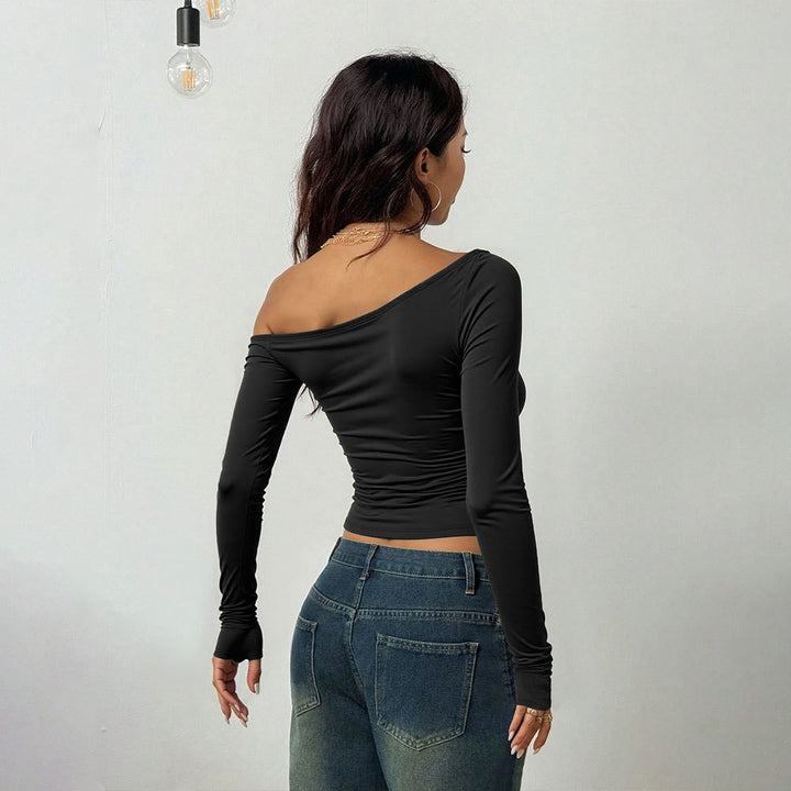 Damen elegantes asymmetrisches Top mit raffinierten Trägerdetails Drune