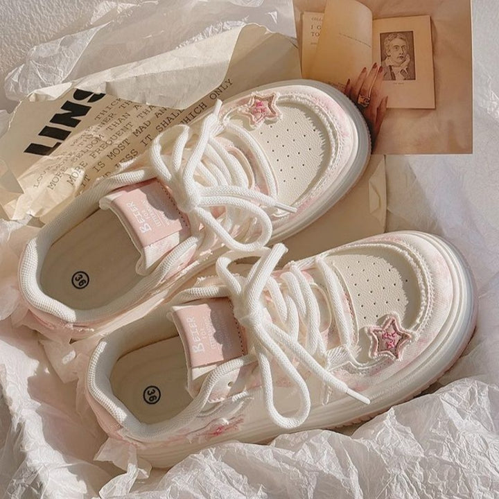 Damen Modische Sneakers mit Sternen-Applikationen Drune