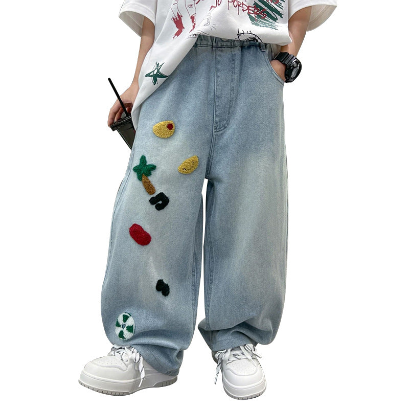 Damen Weite Jeans mit kreativen Applikationen Drune