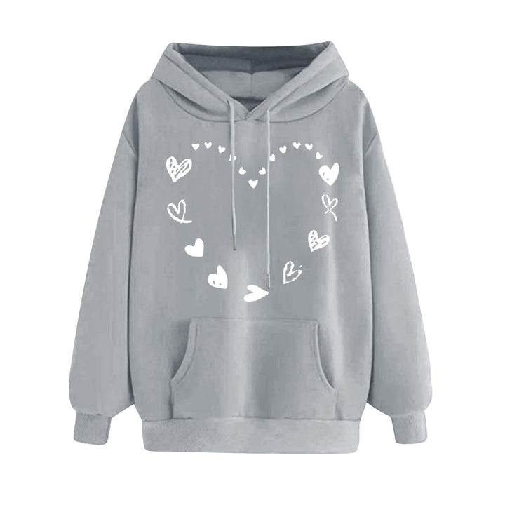 Damen Kapuzensweater mit verspieltem Herzmotiv und bequemer Kängurutasche Drune