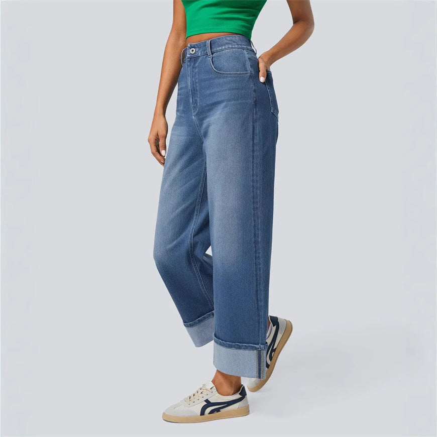 Damen Relaxed Fit Wide-Leg Jeans Drune