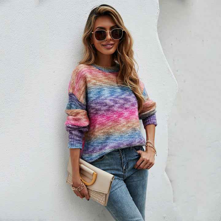 Damen modischer Pullover mit einzigartigem Farbverlauf Drune