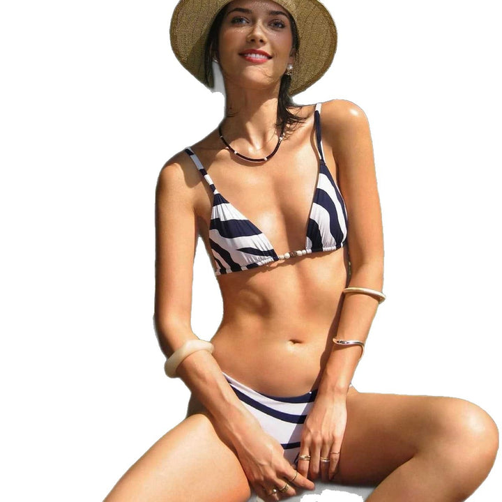 Damen Triangel-Bikini mit elegantem Streifenmuster Drune