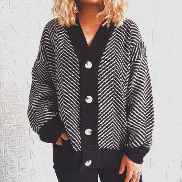Damen Strickjacke mit modernem Zickzackmuster und kuscheligem Material Drune