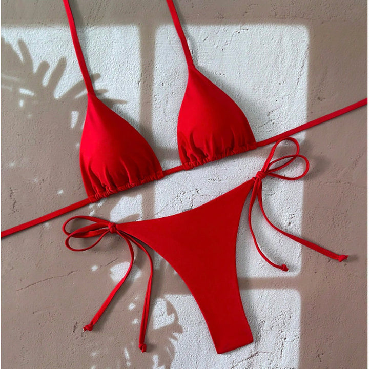 Damen Triangel-Bikini mit verstellbaren Trägern und seitlichen Schleifen Drune