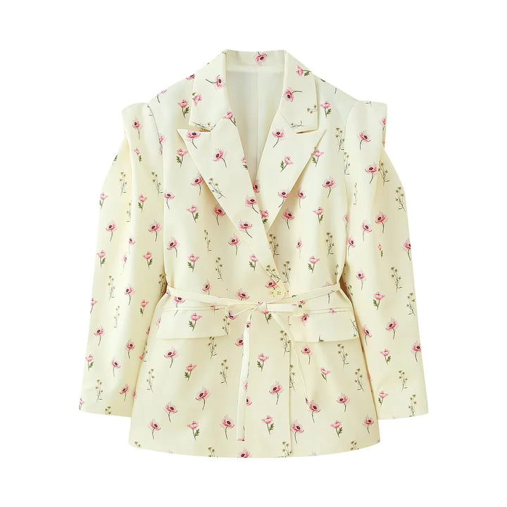Damen Blazerjacke mit breiten Schultern und taillierbarem Gürtel Drune